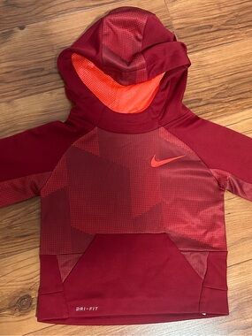 Nike Maroon Hoodie with Bright Orange Hood Lining (2T)